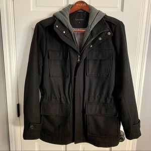 Calvin Klein Men's Wool Coat with Removable Hood
